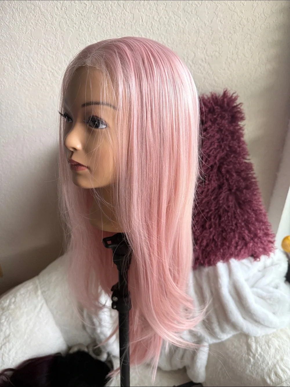 Pink Wig 13x6 Glueless HD Lace Front Wig 26 inches light pastel mauve rose